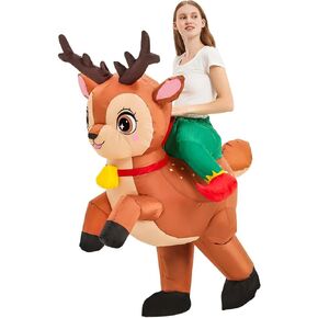 Inflatable Christmas Costume Adult Funny Blow Up Halloween Inflatable Suit, Cute Reindeer Costume