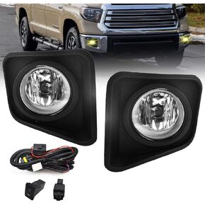 Driving Bumper Fog Lights for 2014-2021 Toyota Tundra with H11 12V 55W Halogen Bulbs & Switch and Wiring Kit (Clear Lens)