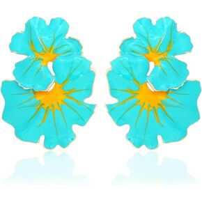 Large Flower Earrings Studs Dangle Enamel Statement Earrings Big Exaggerated Floral Earrings Jewelry for Women