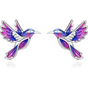 Dreamboat Hummingbird Stud Earrings for Women 925 Sterling Silver Hummingbird Bird Jewelry Birthday Party Gifts for Hummingbirds Lovers