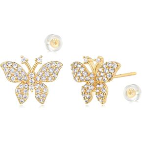 MYEARS Women Butterfly Earrings Gold 14K Gold Plated Small Simple Hypoallergenic Everyday Jewelry