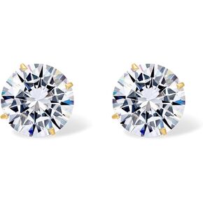 PAVOI 14K Real Yellow Gold Moissanite Stud Earrings for Women Men | 2.4 Carat Round Lab Created Moissanite Stone Solid Gold Stud Earrings | 7 Millimeters