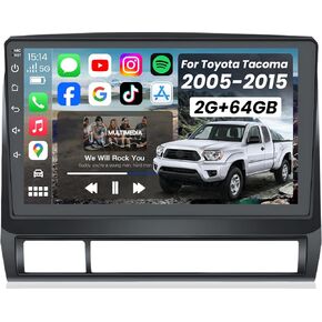 Car Radio Stereo for Toyota Tacoma 2005-2013: 2+64G Upgrade with Wireless CarPlay Android Auto 9 inch Touch Screen - 5G WiFi/GPS/Bluetooth