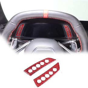 Sekhyna Dashboard Speedometer Trim Sticker Compatible with Corvette C8 Stingray 2020-2023 Soft Carbon Fiber 2PCS,Fault Light Display Panel Protection Trim Accessories (Red Carbon)
