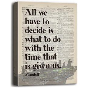 LOTR Poster, Gift for LOTR Decor, LOTR Gifts, All We Have to Decide is What to Do With The Time That is Given Us - Gandalf, Inspirational Wall Art, LOTR Canvas Prints Poster Wall Decor 12x15