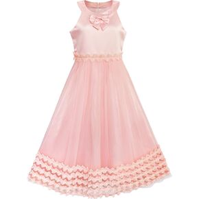 Sunny Fashion Flower Girls Dress Halter Bow Tie Ruffle Wedding Bridesmaid