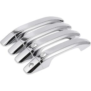 4pcs Exterior Door Handle Cover Car Door Handle Protector for Chevrolet Silverado 1500 2014-2024 Car Door Handle Protector with 2 Keypad ABS Chrome Silver Tone