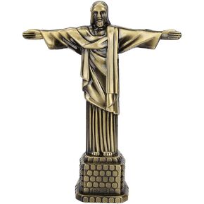 plplaaoo Jesus Figurine, Brazil Jesus Statue Jesus Christ Statue Model,Tourism Souvenirs World Famous Landmarks Desktop Decor,Brazilian Decor,Wrought Iron Bronze,7.3in, Jesus Statue Jesus Christ