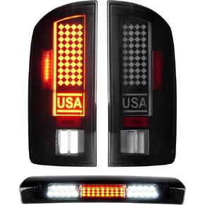 مصباح خلفي LED من Tresound + مصباح شحن الفرامل الثالث لـ Dodge RAM 1500 2002-2006، لـ RAM 2500 3500 2003-2006، مجموعة الضوء الخلفي للتركيب العالي، 55077348AF، 55077347AF، CH2801147 in Kuwait
