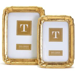 Two's Company Bonheur Set of 2 Gold-Leaf Photo Frames Includes 2 Sizes: 4" x 6" and 5" x 7"