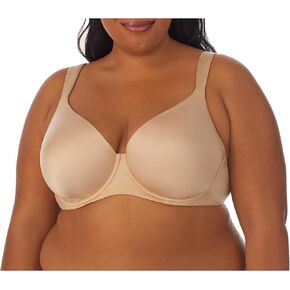 DREAMFIT Underwear for Women Plus Size Full Coverage Microfiber Underwire Everyday Smoothing Tshirt Bra - 40DDD Tawny