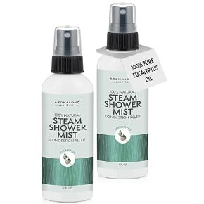 Aromasong Eucalyptus Shower Spray 2-Pack - 100% Pure Eucalyptus Oil - Natural Essential Oil Mist for Relaxing Aromatherapy Infusion Vapor for Hot Tub, Spa, Steam Sauna Room - Used for Sinus