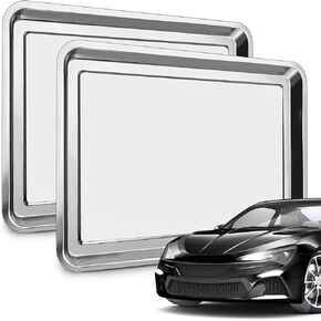 2 Pack Stainless Steel Oil Drip Pan, Rust Resistant Oil Change Mat Tray, 27'' x 19'' Large Motorcycle Oil Catch for Under Car Transmission, Fluid Grease Dripping, Keep Floor Clean