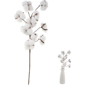 Ciieeo 1 Bunches 10 Cotton Balls Cotton Picks Cotton Stalks Faux Arrangements Wedding Bouquets Home Decoration Wedding Decor Farmhouse Style Artificial Fake Wooden White Dried Flowers
