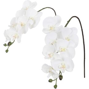 IPOPU Champagne Orchid Artificial Flowers 34.3" Real Touch Fake Orchid Latex Champagne Flowers Phalaenopsis Branches for Home Party Wedding Bridal Shower Decoration, 2pcs Champagne Pink in Kuwait