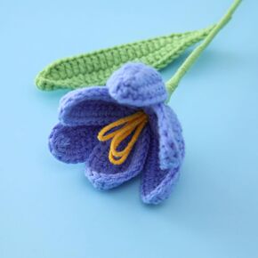 Crochet Flowers,1 Pcs Knitted Artificial Wool Carnation for Wedding Bouquet Birthday Party Anniversary (Purple)