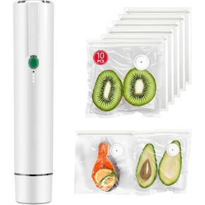 Vacuum Sealer Bags, New Upgraded Dual Zipper Air Valve Vacuum Sealer Bags, Vacuum Storage Bags, Sous Vide Bags, Cryogenic Cooking Bags Compatible With Most Handheld Vacuum Sealers (10 pcs)