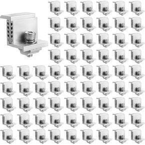 100 PCS Solar Panel Mounting Brackets, Adjustable Z Brackets for Solar Panel Fixing, Panel Clamps & Mounting Hardware for Residential and Commercial Use (Silver)