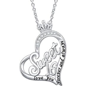 DAOCHONG 925 Sterling Silver 16 Birthday Gifts Love Heart Pendant Necklace for Daughter Sisters Friend Granddaughter