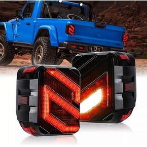 AUDEXEN LED Tail Lights Compatible with Jeep Gladiator JT 2020-2023, Unique S Shaped Design, Smoked Lens, 30W Reverse Lights, Built-in EMC, DOT Compliant, 2 PCS