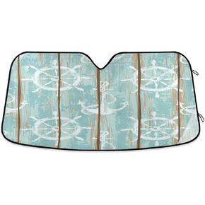 Beach Seashell Starfish Car Windshield Sunshade Foldable Blocks Sun Visor Protector Keep Cool for Car Truck SUV