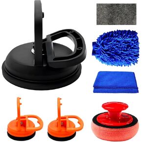 7PCS Dent Puller, Powerful Car Dent Pullers with Nano Sparkle Cloth Wash Mitt Polishing Pad, Suction Cup Handle Lifter Dent Remover Tool Kit for Glass Vehicles Tiles Lifting