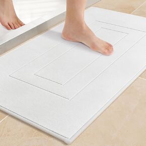 Yolife Non Slip Bathroom Rug with Suction Cups, Bath Rugs for Bathroom, Super Soft and Absorbent Bathroom Floor Mat, Short Plush Machine Washable Bathroom Rug, 28" x 16" Gray