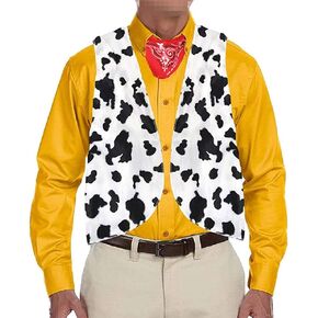 Hestenve Men's Cow Print Adult Festival Vintage Hippie Costume Vest