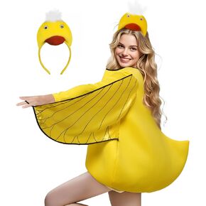 UQJE Adult Duck Costume for Women with Cute Duck Headband Halloween Christmas Cuddly Animal Costumes