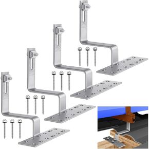 Tandefio 4 حزمة قابل للتعديل لوحة للطاقة الشمسية تركيب بلاط سقف هوك عدة الفولاذ المقاوم للصدأ الألواح الشمسية الكهروضوئية سقف هوك أدوات التثبيت لأسطح البلاط المسطحة، S و W in Kuwait