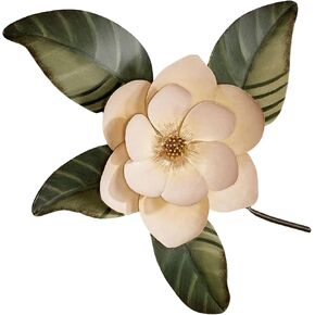 Touch of Class Belle Fleur Magnolia Wall Sculpture - Cream, Ivory - Floral Metal Art for Bedroom, Living Room, Kitchen, Bathroom, En Suite - Painted by Hand - Single Bloom - Southern Charm in Saudi Arabia