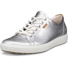 ECCO Women's Soft 7 Sneaker, Metallic Silver, 8-8.5