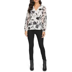 Calvin Klein Women's V-Neck Long Sleeve Top
