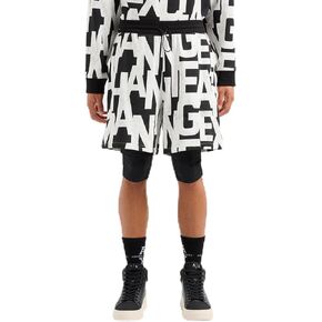 Armani Exchange Men's Cotton French Terry Sweatshort with All Over Block Letter Logo