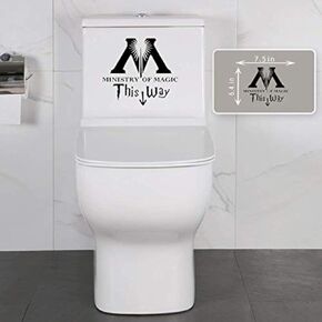 Ministry of Magic This Way Toilet Decor Wall Vinyl Decals Bumper Stickers for Cars, Van, Trucks, Laptop, Waterproof, 7.5" x 6.4"