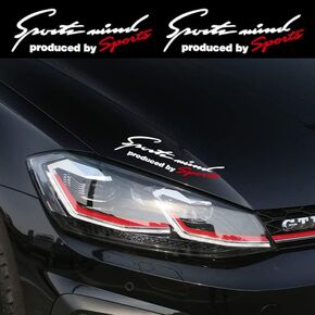 2Pcs Car Light Eyebrow Stickers,Auto Front Cover Vinyl Stickers,Sports Style Car Body Decals (Black+Red)