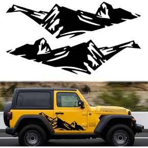 TOMALL 2pcs 31.8'' Mountains Stickers Decal for Car Body Door Side Auto Snow Mountains Graphic Vinyl Decals Decoration for SUV Truck Off-Road Vehicles Universal Long Size Stickers Accessories (Black)