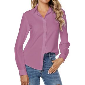 jonivey Womens Stretch Button Down Long Sleeve Shirt Soft Basic Wrinkle Free Work Business Formal Casual Blouse