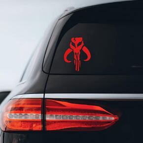 Mandalorian Inspired Skull Fett Sticker Decal Notebook Car Laptop 4" x 6" (Red)