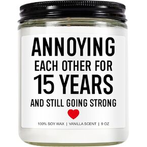 15 Years Candle, 15 Year Anniversary, Gifts for Him, Her, 15th Anniversary, Gifts for Men, 15th Wedding Anniversary, Gifts for Husband, Wife, Couple, Funny Gifts, Crystal Anniversary