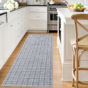 Area Rugs for Living Room 8x10 Washable Rug Modern Plaid Area Rugs for Bedroom Indoor Soft Faux Wool Floor Cover Non-Slip Low Pile Accent Rug for Dining Room Nursery Home Office Light Grey