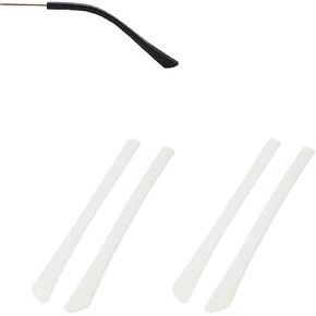2 Pairs Eyeglass End Tips Ear Sock Pieces Tube Eyewear Anti-Slip Silicone Comfort Replacement Tips Metal Eyeglass Legs (White)