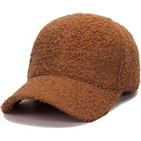 Women Winter Baseball Cap Lamb Wool Solid Color Warm Teddy-Fleece Baseball Hat Ponytail Hole Winter Hat for Outdoor Travel