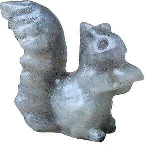 Obsidian Squirrel Crystal Healing Stone Spiritual Meditation Pocket Figurine Statue Natural Gemston Hand Carved Polished Home Room Office Desk Decoration Gift Collect