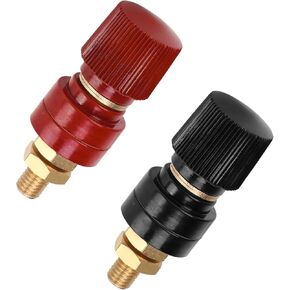 2PCS 5/16" Copper Battery Terminal Stud Connector, M8 Remote Pure Copper Battery Power Junction Post Block Kit, 8mm Terminal Binding Post Connectors for RV Car Boat Power
