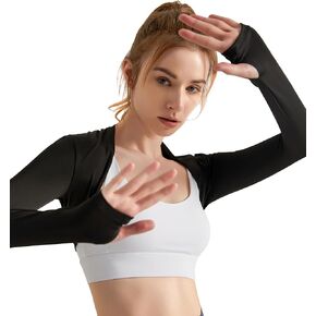 Luna & Sun Women Open Front Long Sleeve Bolero Shrug Yoga Workout Fitness Crop Top