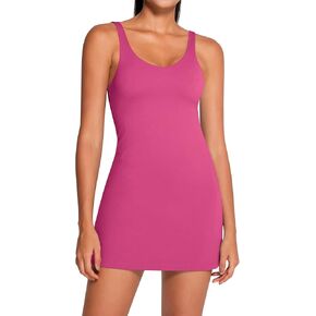 Womens Tennis Dress with Built in Easy Peezy Shorts Open-Back Sleeveless Golf Athletic Dress