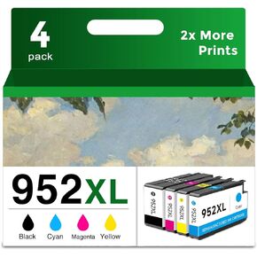 952 XL Replacement for HP 952xl Ink Cartridges Combo Pack Black Color (Cyan Magenta Yellow) 4 Packs Fit for Officejet Pro 8710 7740 8720 8702 8210 7720 8715 8730 8740 8216 8725 8700 Printers in Kuwait