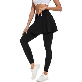 WOWENY Skirted Leggings for Women with Pockets Tennis Athletic Skort Golf Ruffle Skirt with Leggings Pickleball Outfits