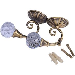 2X Metal Crystal, Glass Curtain Curtain tie Back Tieback Hooks Hanger Red Bronze Holdback Wall Window Drapery (Bronze)